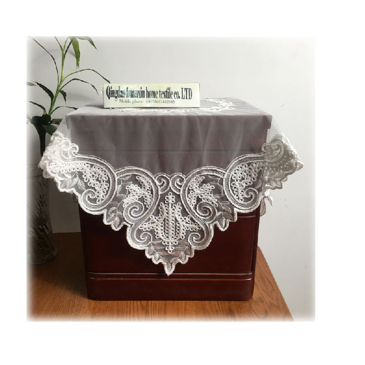 White fabric organza embroidery tablecloth table cloth covers lace table overlays