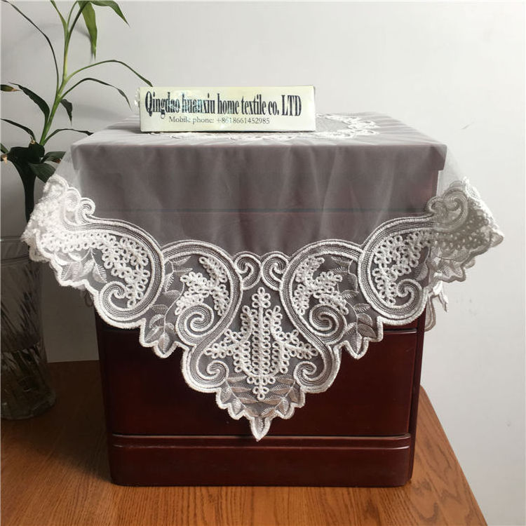 White fabric organza embroidery tablecloth table cloth covers lace table overlays