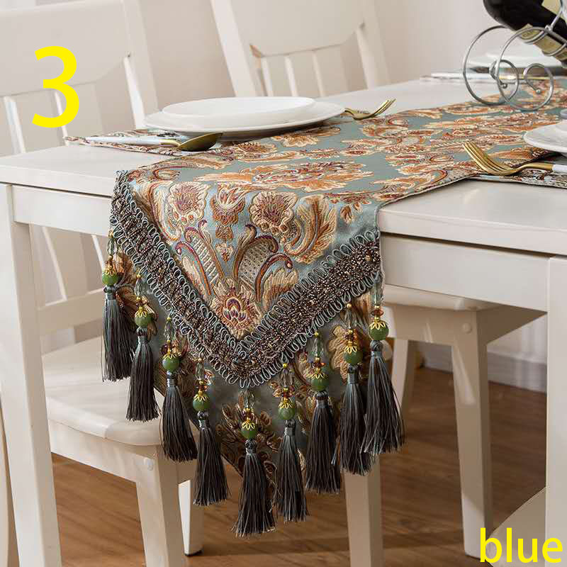 Luxury 100% Jacquard tassel triangle   christmas table runner  for dinning decoration wedding party