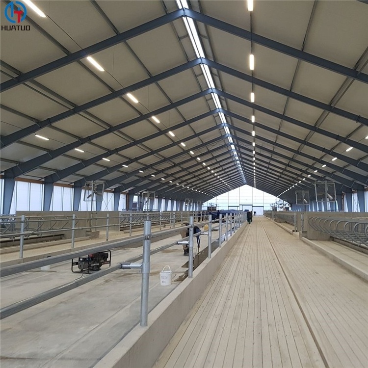 Low Cost Prefab Steel Structural Chicken Cow Pig Cattle Dairy Farm Building House Sheds Ready Made Poultry Farm Design