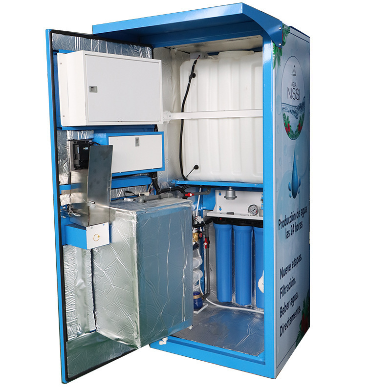 Self service unmanned water dispenser with coin operated RO reverse osmosis community water purifier