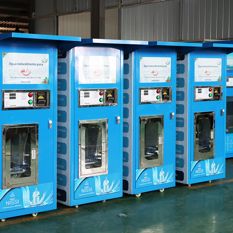 Self service unmanned water dispenser with coin operated RO reverse osmosis community water purifier