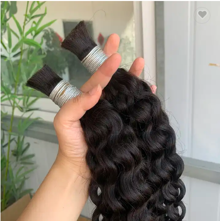 100% Human Hair Braiding Hair Bulk Bundles Hair For Braiding Deep Wave 100 grams per bundle