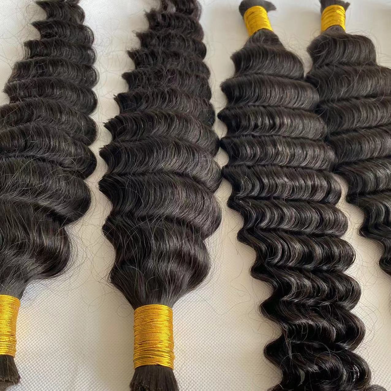 deep wave bundles 100% Human Hair Extensions Braiding Hair Bulk Bundles Hair For Braiding