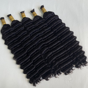 wholesale raw Indian hair bundles 100% Human Braiding Hair Bulk Bundles Hair For Braiding  Bouncy Spring Curly