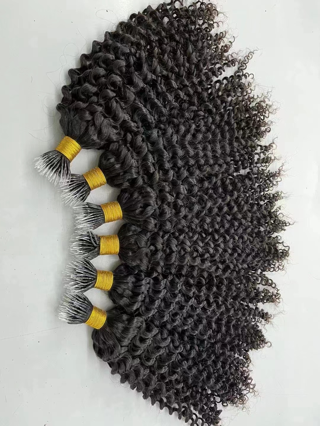 Nano ring links kinky curly micro bead real unprocessed virgin raw peruvian human hair extension 1g/strand afro nano tip hair