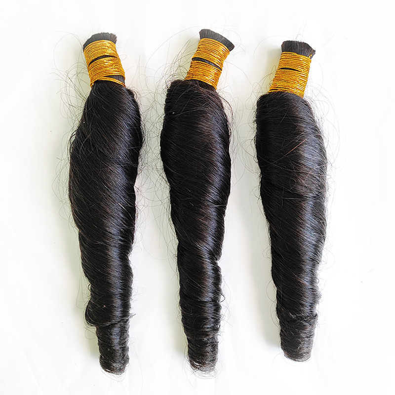 wholesale raw Indian hair bundles 100% Human Braiding Hair Bulk Bundles Hair For Braiding  Bouncy Spring Curly