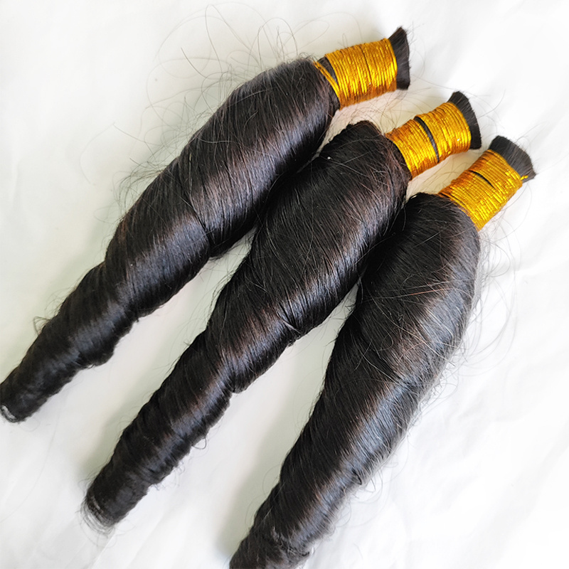 wholesale raw Indian hair bundles 100% Human Braiding Hair Bulk Bundles Hair For Braiding  Bouncy Spring Curly