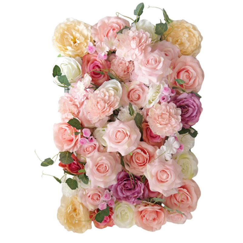 Silk Backdrop Wedding Decoration Peony Hydrangea Rose Decor Panels 40x60cm Artificial Plastic Grid Flower Wall Panel