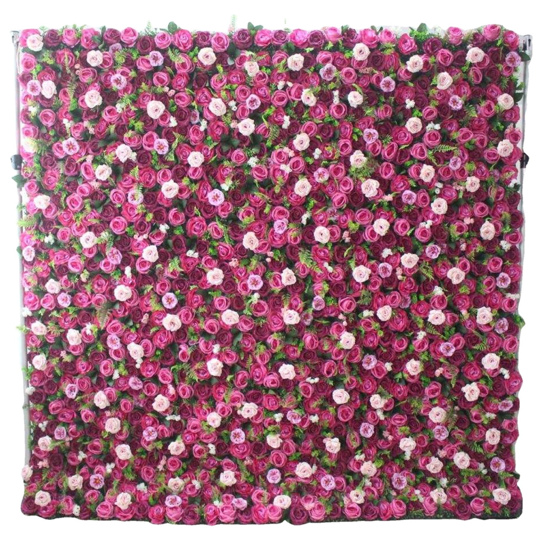 Artificial White Pink Brazilian Rose Hydrangea Flower Backdrop Wall for Wedding Shopping Mall Decoration