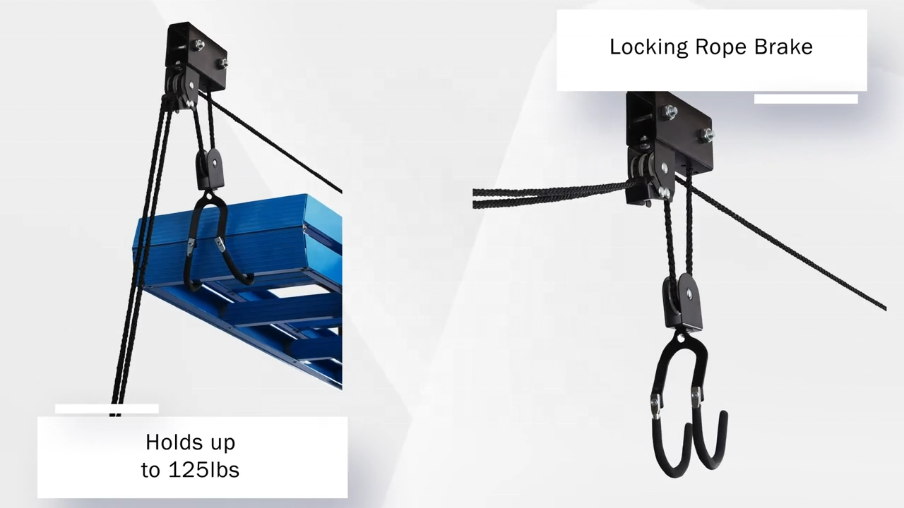 Kayak Hoist Lift /Overhead Pulley System Kayak Storage Hoist with 125lb Capacity for Canoes, Bikes, Ladders