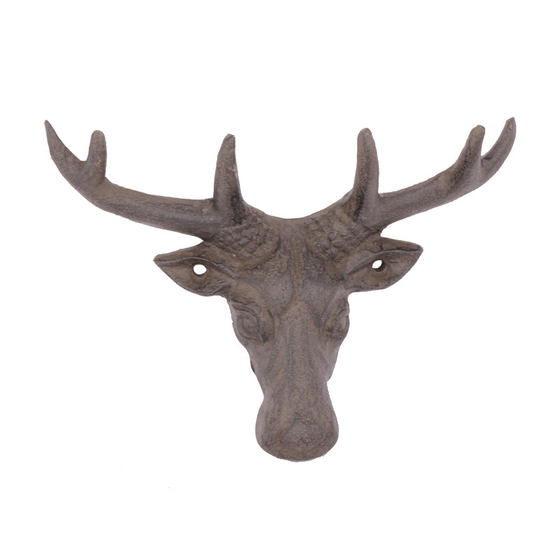 cast iron deer head shape coat hook for home decoration