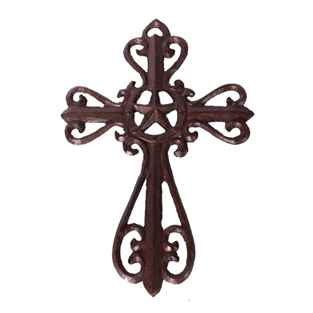 Metal decorative ornamental cast iron wall cross for home decor