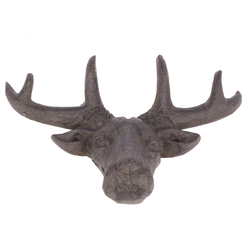 cast iron deer head shape coat hook for home decoration