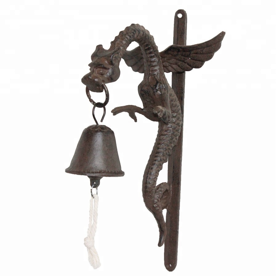 Antique cast iron metal art and craft bird welcome door hanging bell for garden decoration