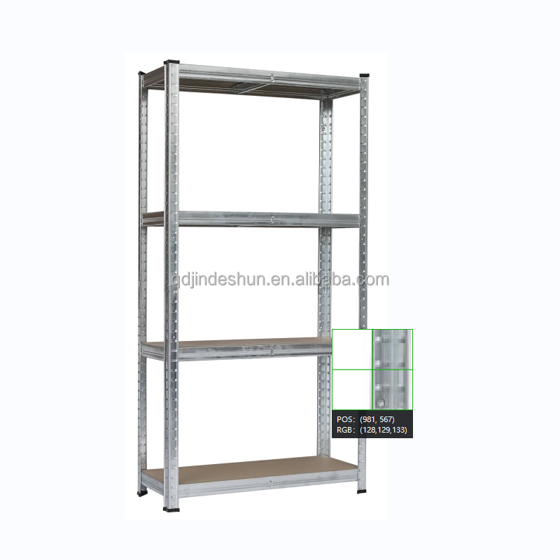 Powder coated black 100kg load 4 tiers mdf board boltless steel storage metal rack shelf