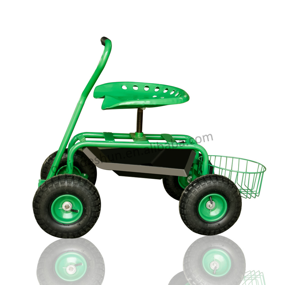 Load capacity 150 KG portable reasonable price 4 wheels folding tractor garden trolley cart with seats