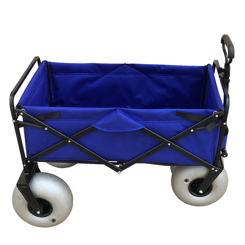 Metal Frame Folding Wagon Beach Camping Wagon Foldable Hand Carts Balloon Wheels FW3021 Model