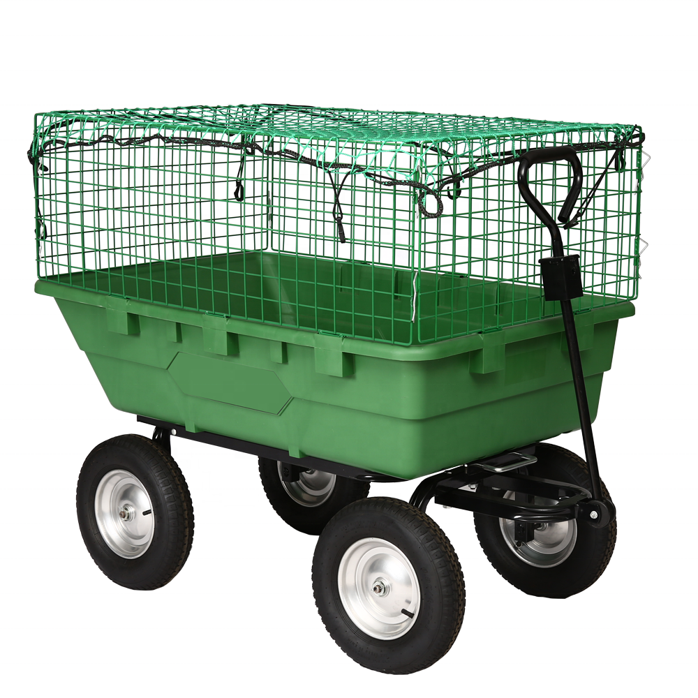 KINDE Transporting Garden Dump Cart with Durable Rubber Wheels Multifunctional Garden Tool Cart TC2135A