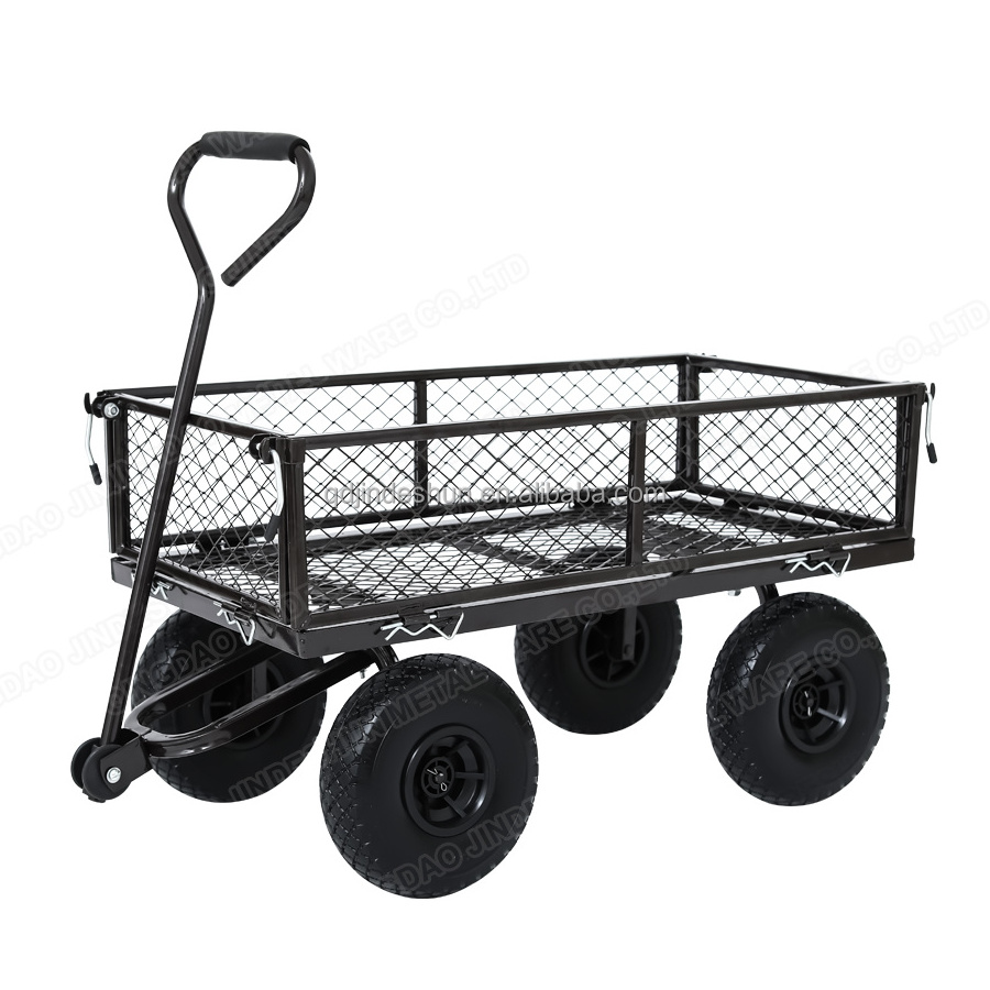 TC1840A Outdoor heavy load 250kg 4 wheel yard uility metal garden cart tool garden trolley cart