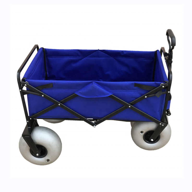 Metal Frame Folding Wagon Beach Camping Wagon Foldable Hand Carts Balloon Wheels FW3021 Model