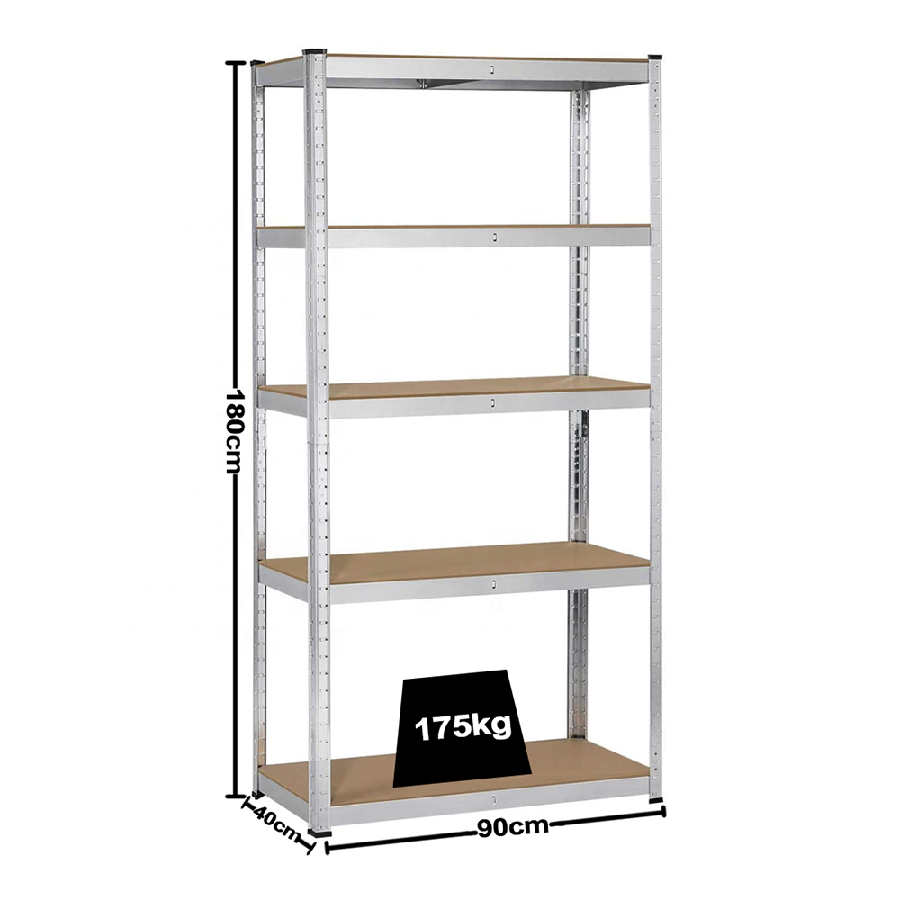 KINDE 5 Tier Racking Shelves Adjustable  Metal Shelves Multi-purpose Boltless Rack Storage Shelving 180x90x40CM 875KG