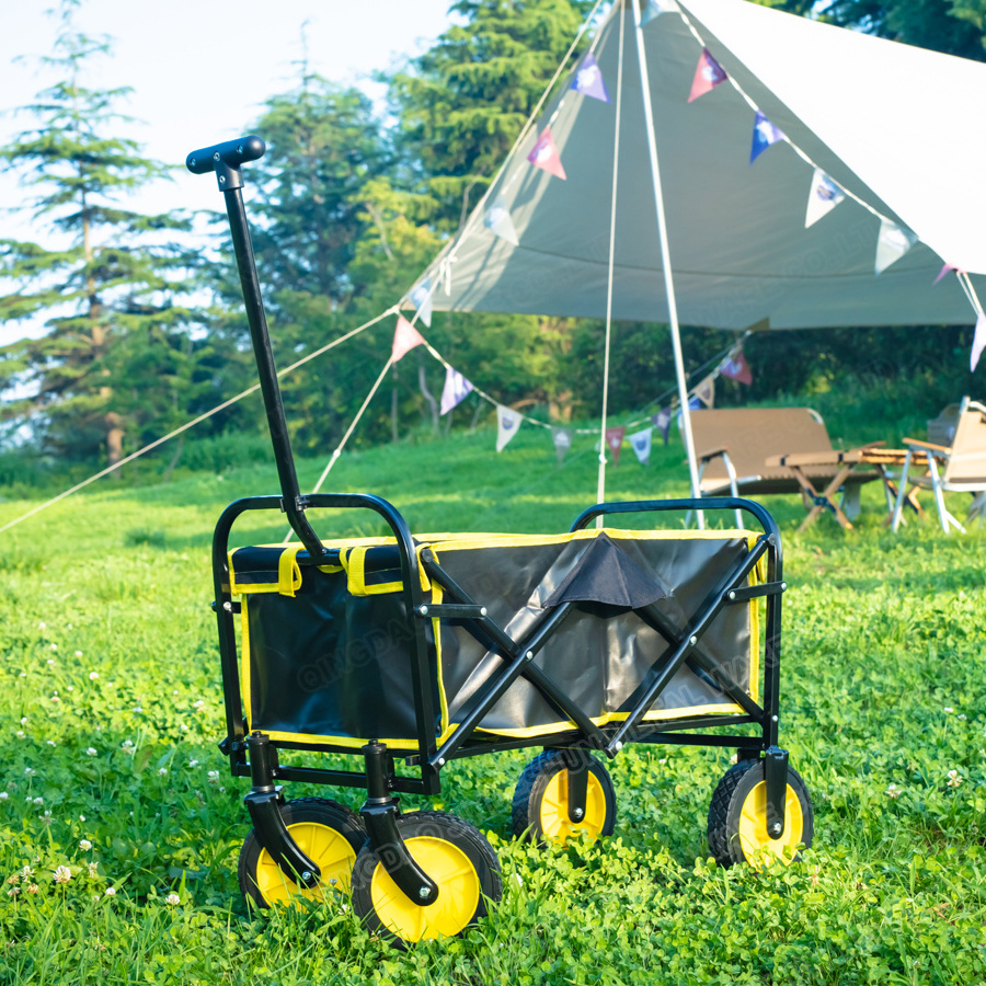 CT-0109 Shrink small size foldable trolley cart big wheels all-terrain outdoor use cart with four wheels garden cart