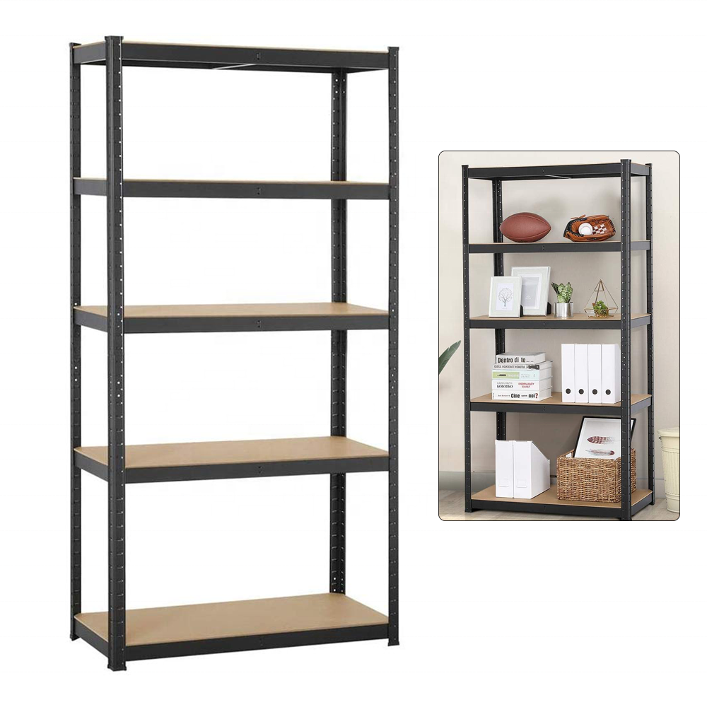 KINDE 5 Tier Heavy Duty Boltless Rack adjustable Metal Racking Shelves Garage Shelving 180x90x40CM 875KG Black