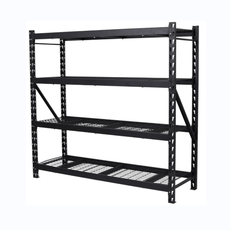 Multipurpose 4 shelf 800 kg load per layer adjustable mesh heavy duty black industrial warehouse storage rack