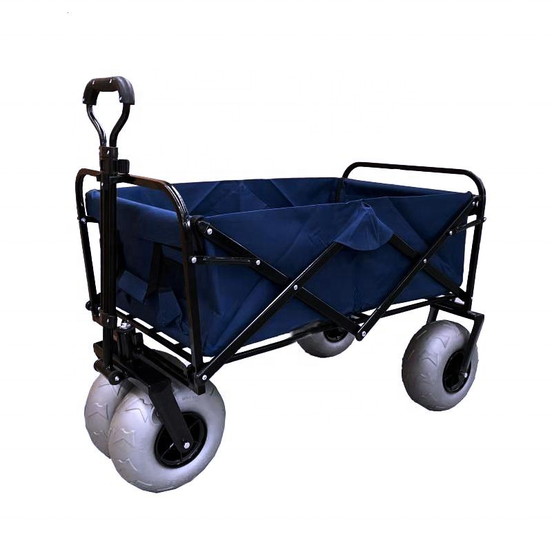 Metal Frame Folding Wagon Beach Camping Wagon Foldable Hand Carts Balloon Wheels FW3021 Model