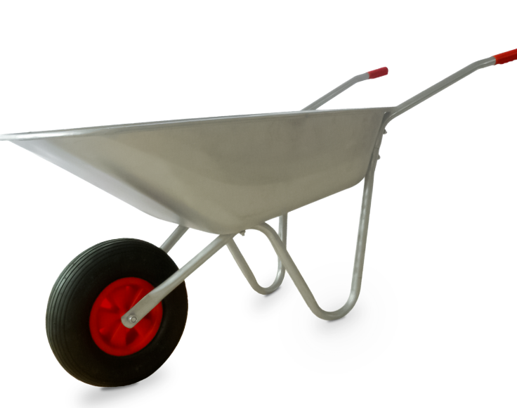 Heavy Duty Home Garden Metal Cart With Pneumatic Tyre  Garden Agriculture Wheelbarrow  With Galvanized Metal Tray