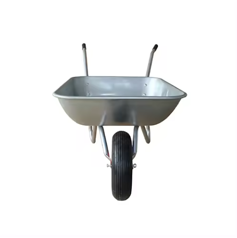 Heavy Duty Home Garden Metal Cart With Pneumatic Tyre  Garden Agriculture Wheelbarrow  With Galvanized Metal Tray