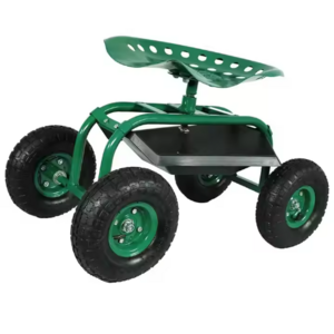 360 Degree Swivel Seat Outdoor Gardening Planting Picking Rolling Garden Cart Scooter with Wheels and Tool Tray