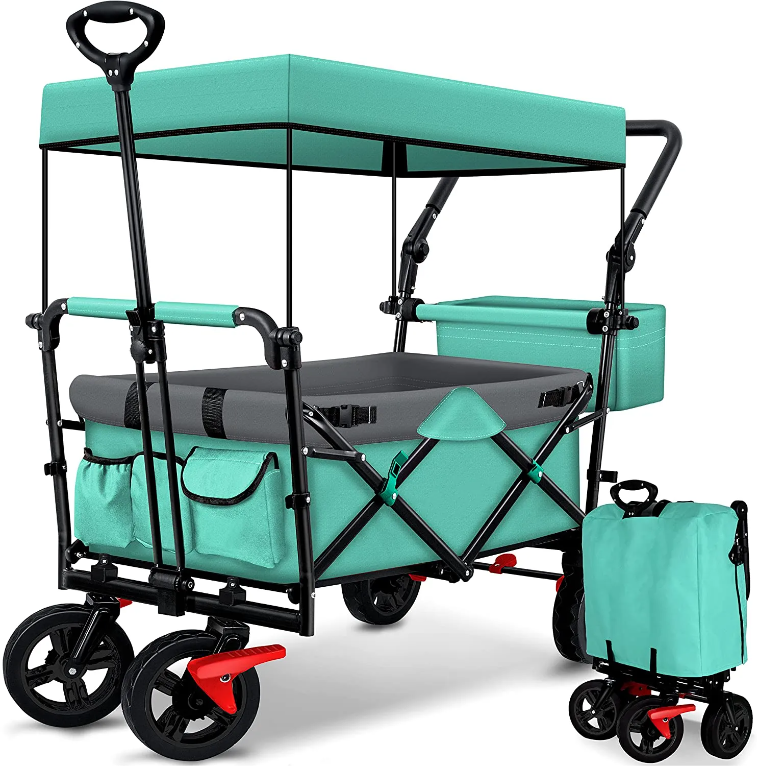 Hot Sale 2024 New Outdoor Garden Cart Foldable Camping Trolley Folding Wagon With Canopy