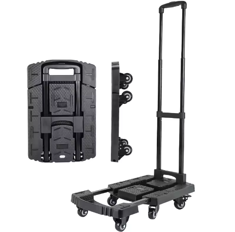 Heavy Duty 600lbs Dolly Cart Portable 6 Wheels Collapsible Luggage Cart with 2 Elastic Ropes Folding Hand Truck