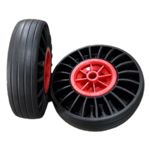 10 Inch Solid Rubber  Wheel With UV Red Plastic Rim  For Small Machines Garden Cart Rubber Powder Wheel