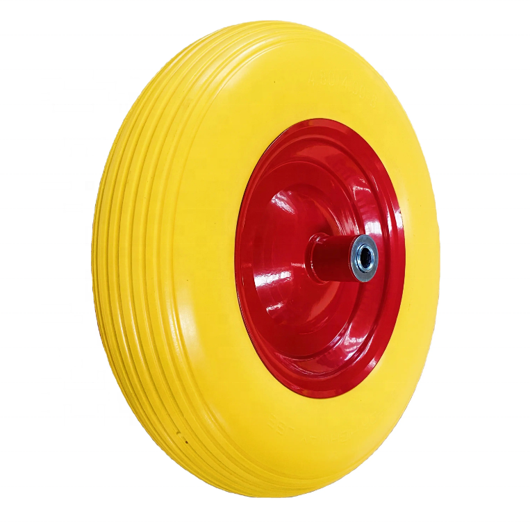 Hot Sales Puncture Proof Yellow Tyre Solid PU Foam 4.00-8 Flat Free Tyre PU Foam Wheelbarrow Wheel Pu Foam Filled Solid Tyre