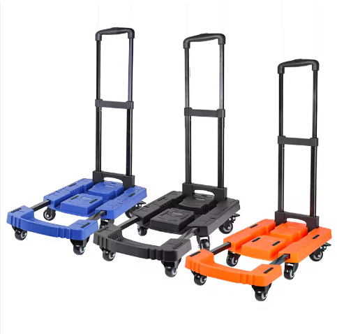 Heavy Duty 600lbs Dolly Cart Portable 6 Wheels Collapsible Luggage Cart with 2 Elastic Ropes Folding Hand Truck