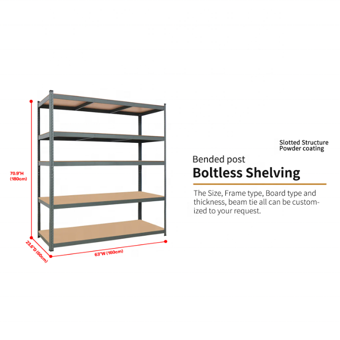 Heavy Duty 5 Layer Galvanized Steel Metal Boltless Rivet Storage Rack Shelves Industrial Garage Shelving Storage Shelves