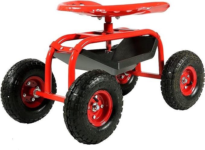 360 Degree Rotating Seat Rolling Garden Stool Work Seat Cart