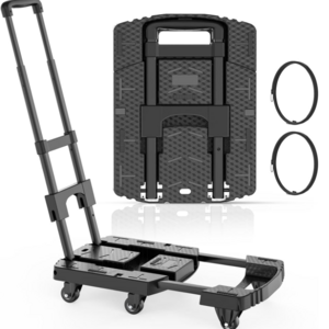 Heavy Duty 600lbs Dolly Cart Portable 6 Wheels Collapsible Luggage Cart with 2 Elastic Ropes Folding Hand Truck