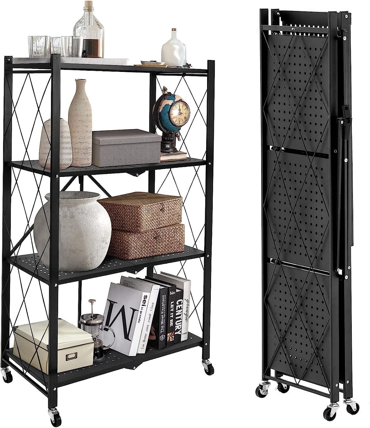 3/4/5 Multifunctional Kitchen And Bathroom Metal Tier Storage Rack Shelving Folding Shelf