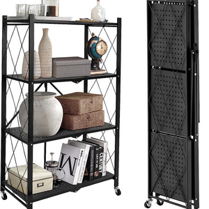 3/4/5 Multifunctional Kitchen And Bathroom Metal Tier Storage Rack Shelving Folding Shelf