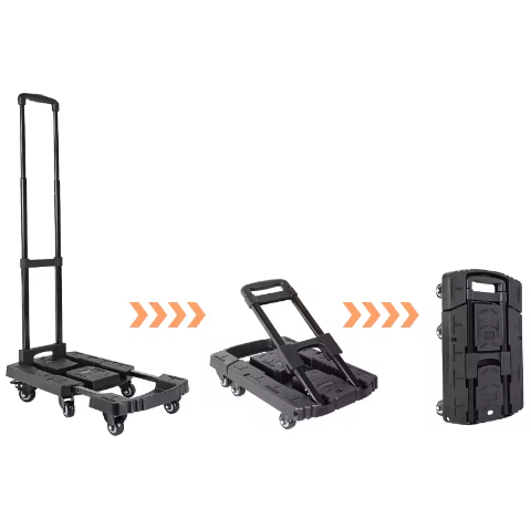 Heavy Duty 600lbs Dolly Cart Portable 6 Wheels Collapsible Luggage Cart with 2 Elastic Ropes Folding Hand Truck