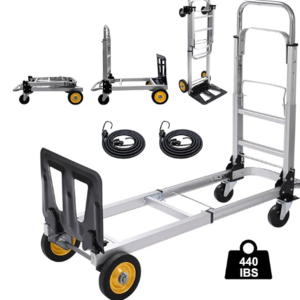 Heavy Duty 2-in-1 Convertible Luggage Cart and Dolly Portable Stretchable Aluminium Folding Hand Truck Dolly