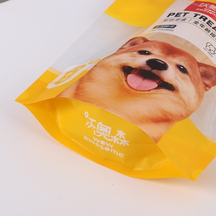 Plastic Dog Treat Bag Dog Treat Packaging With Window Resealable Cat Food Ziplock Stand Up Pouch for sample sack