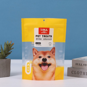 Plastic Dog Treat Bag Dog Treat Packaging With Window Resealable Cat Food Ziplock Stand Up Pouch for sample sack