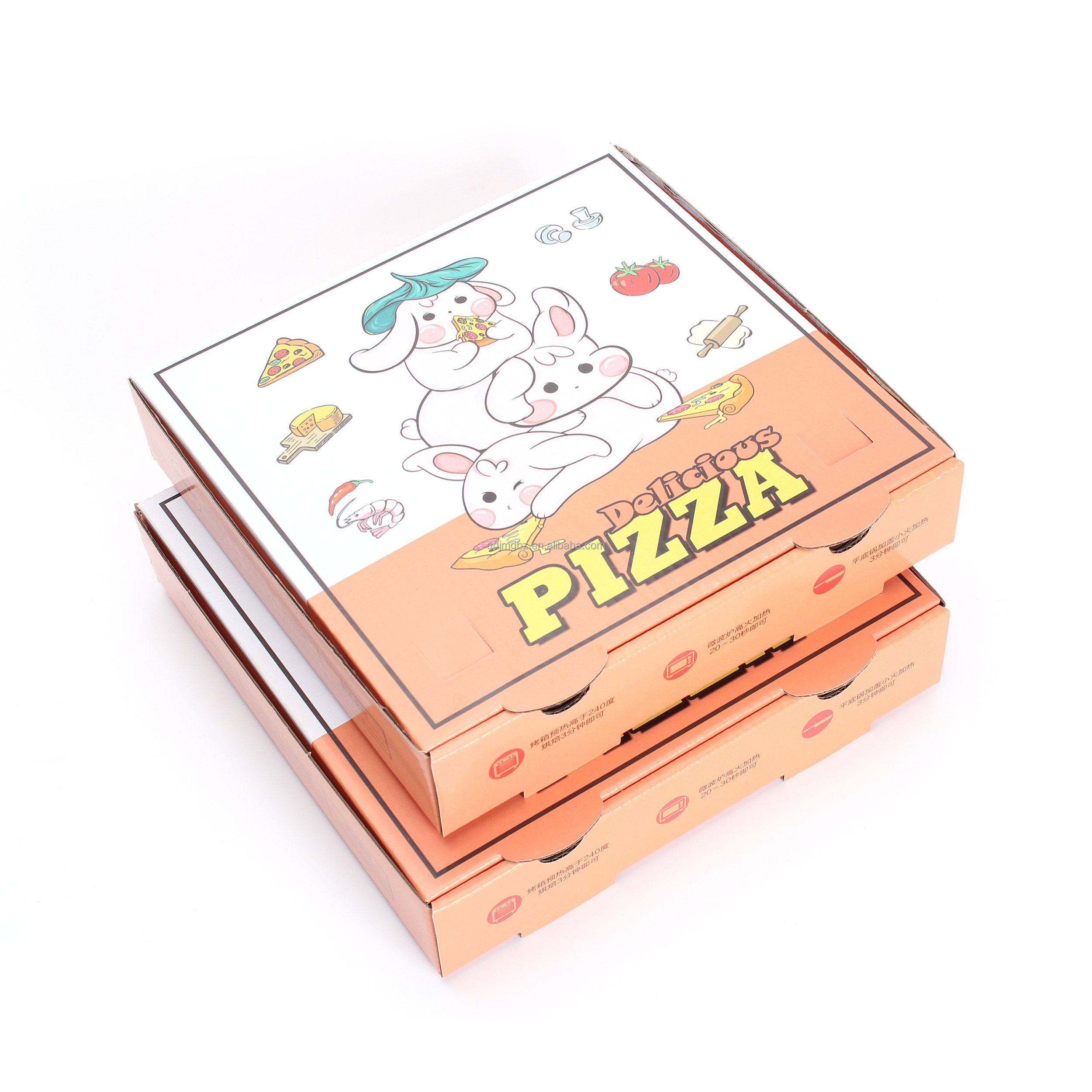 Wholesale Custom pink Color frozen pizza aluminum packaging boxes 40x40 pizza box with printing logo