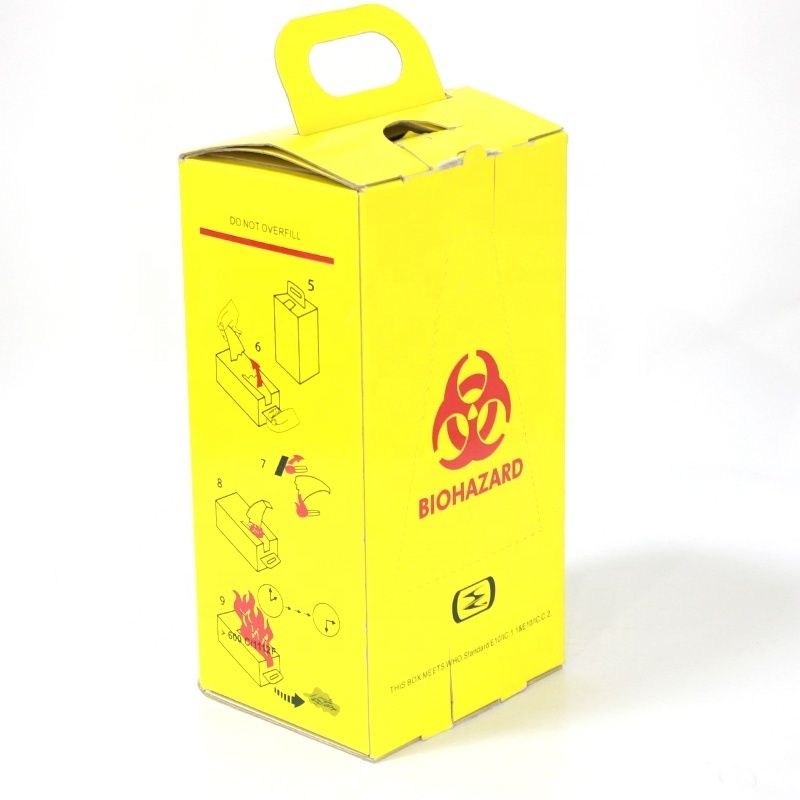 5l yellow Wholesale biohazard cardboard box blood safety transport needle waste medical safety box for sharp