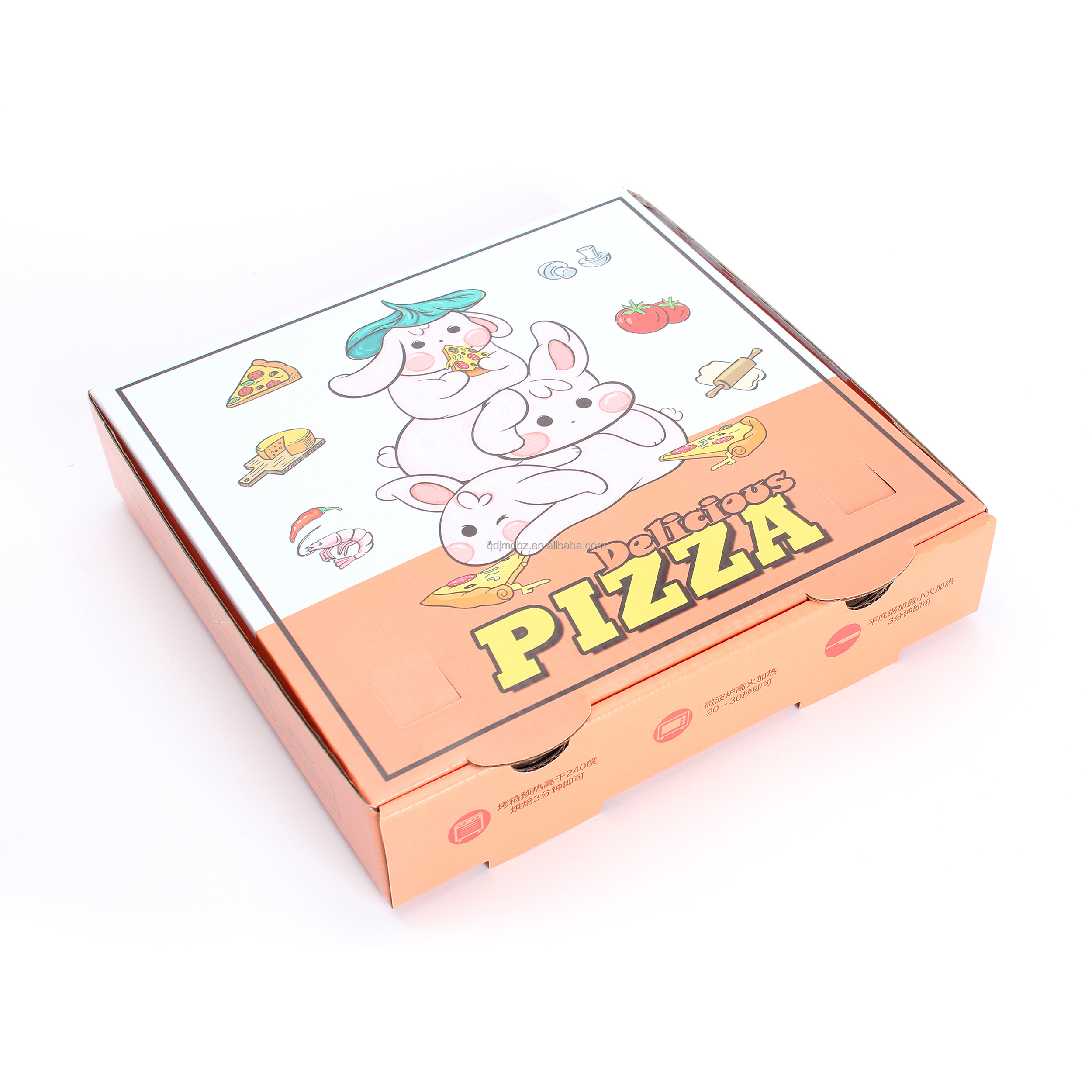 Wholesale Custom pink Color frozen pizza aluminum packaging boxes 40x40 pizza box with printing logo